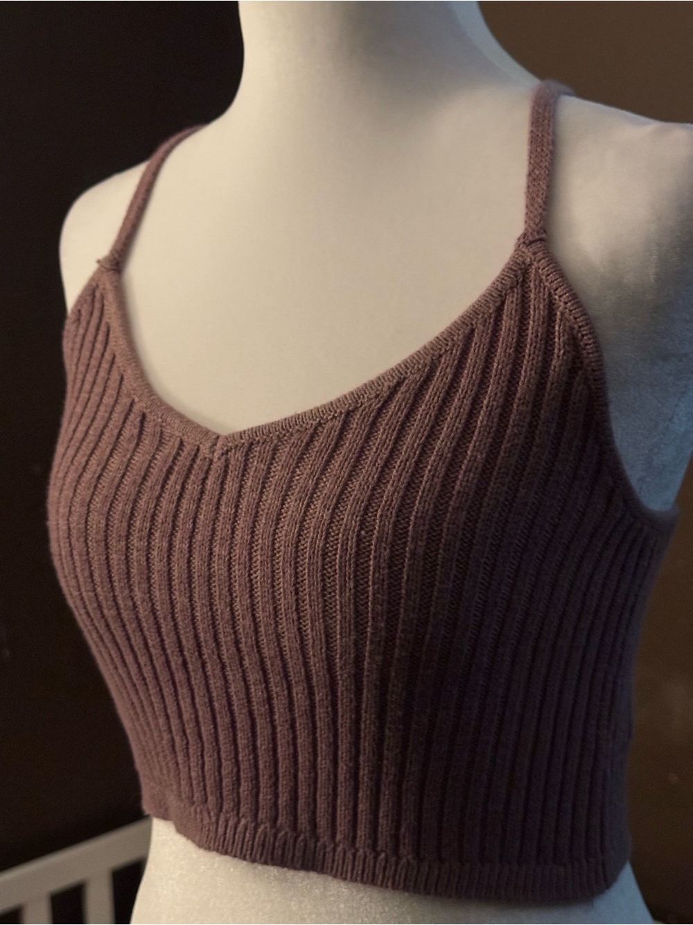 wild fable Ribbed Knit Spaghetti Strap Crop Top - Mauve